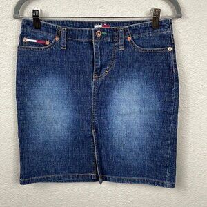 Vintage Tommy Hilfiger Denim Jean Pencil Skirt Blue Y2K Sz 7